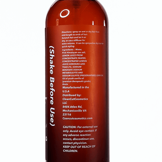 Himalayan Highlight Salt Spray back of the bottle